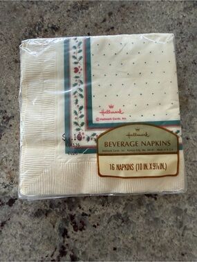 Vtg NIP Hallmark 16ct Beverage Napkins Floral & Nature Polka Dot Square USA Made